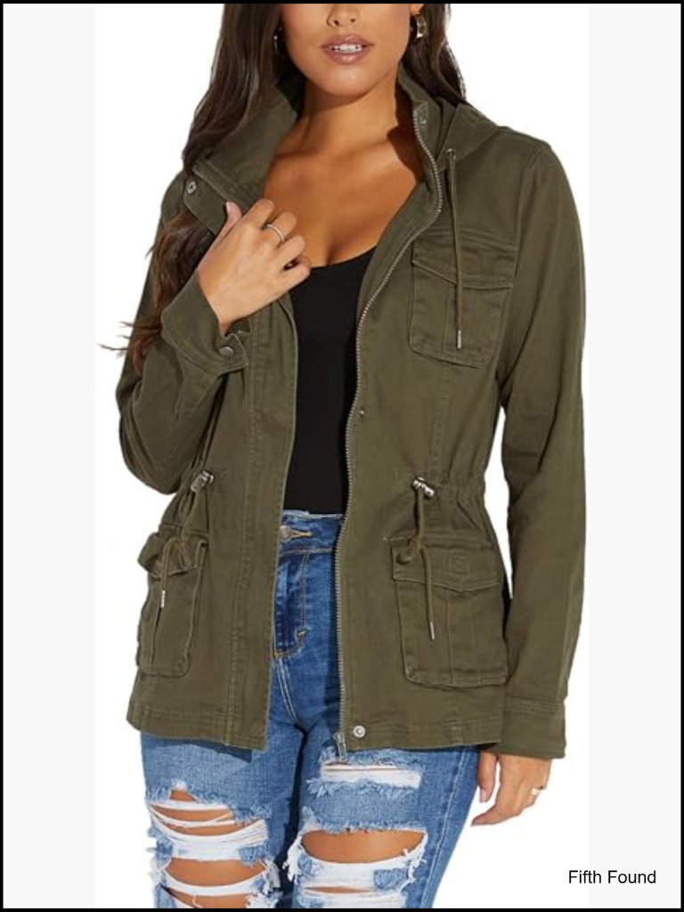 Camouflage Shacket Jacket Long Sleeve Zip Up Canvas Jacket With Pockets
